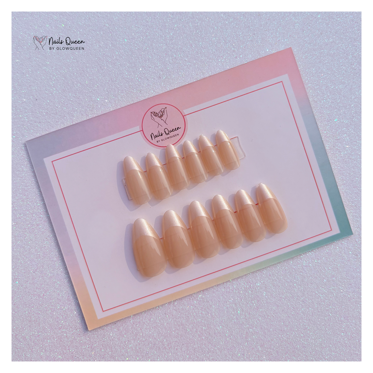 Shimmer Tips Almond Press-On Nails