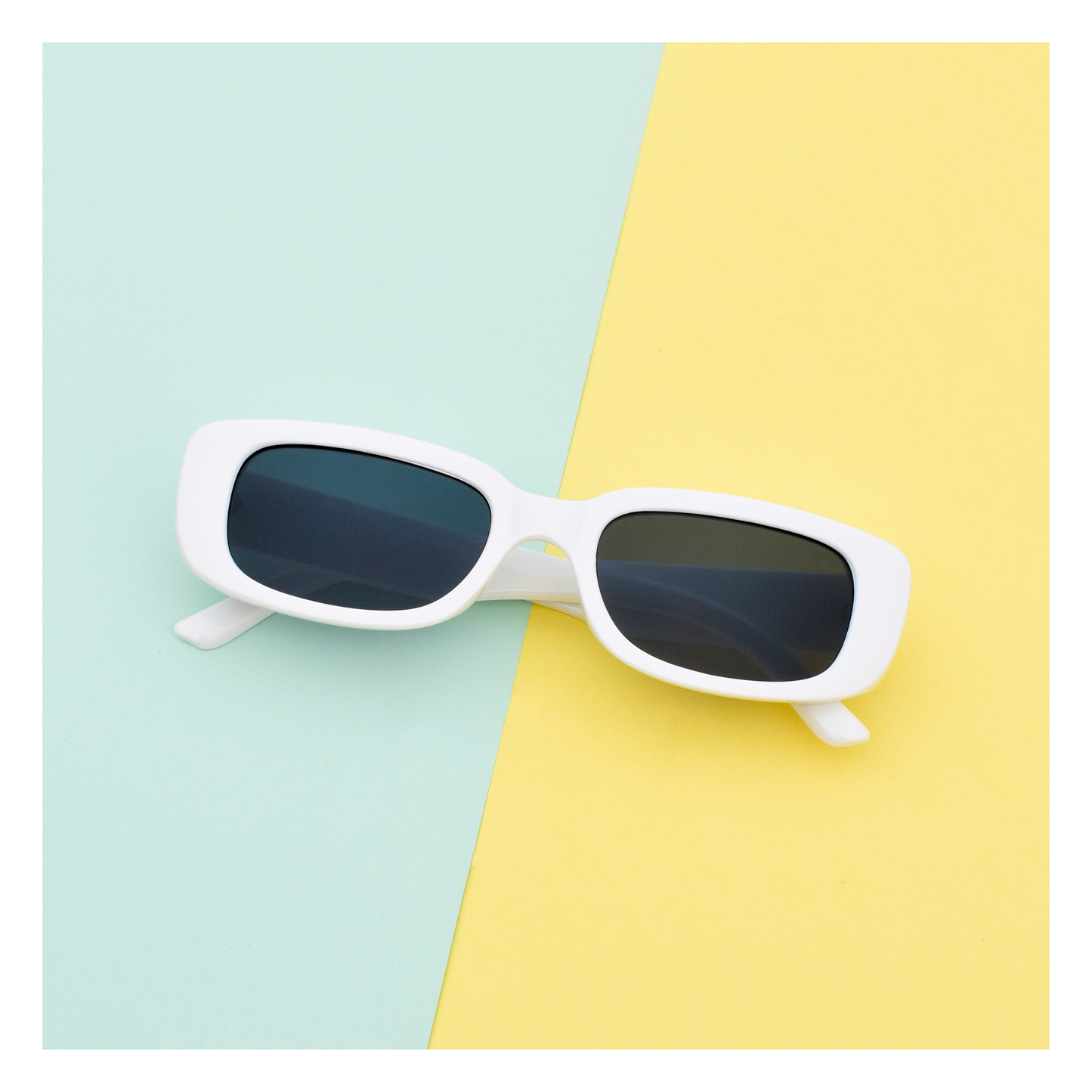 Square White Retro Sunglasses