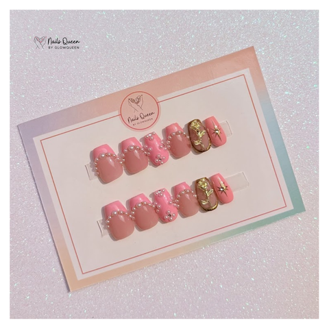 Rosy Pearl Custom Handmade Nails